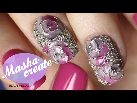 Видео: Маникюр с Кристаллами Пикси. Дизайн ногтей Розы гель лаком Beautix + Обзор. Маникюр 14 февраля ;)