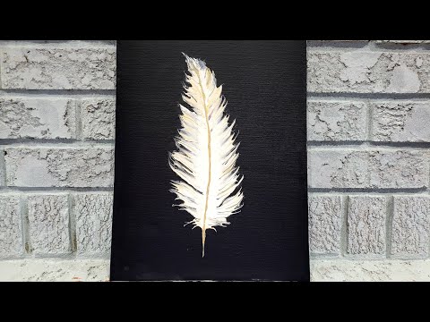 Видео: Простая роспись перьями с помощью ложки/акриловой краски для начинающих #fluidart