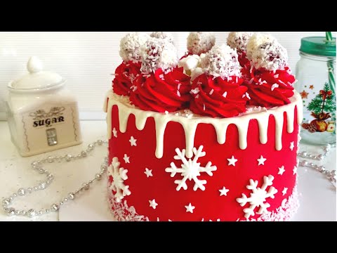 Видео: Новогодний Торт "Красный Бархат" // Red Velvet Cake New Year Decoration