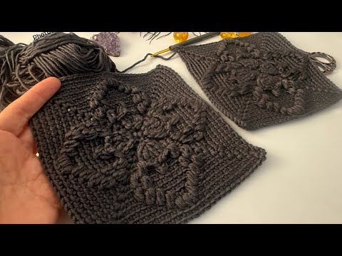 Видео: Изготовление монохромного мотива в технике мозаики крючком #crochet #diy #motif #mosaic