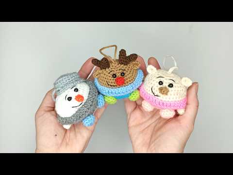 Видео: 💚Вязание крючком Елочных игрушек 3 в 1 Олень + Снеговик + Мишка MADE EASY!💚