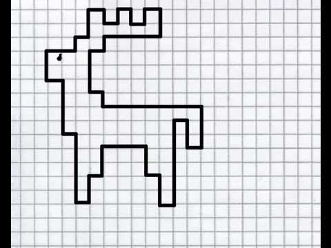 Видео: Олень (графический диктант по клеточкам), рисуем по клеточкам оленя