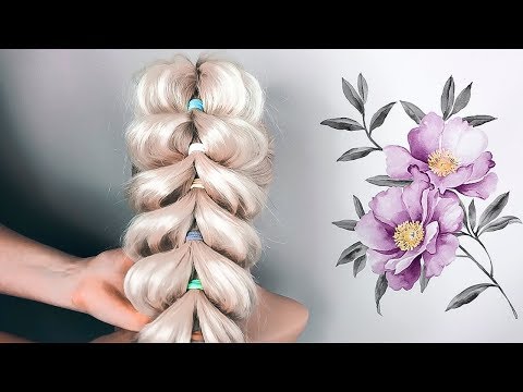 Видео: ПРИЧЕСКИ на 1 сентября. Пышная коса из резинок на длинные волосы ©LOZNITSA