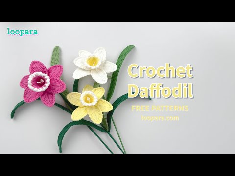 Видео: Урок по вязанию крючком цветка нарцисса — бесплатный узор