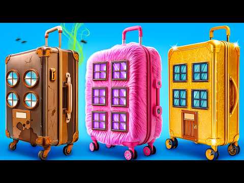 Видео: Бедная vs Гламурная стройка маленьких домиков! Экстремальный челлендж секретных комнат!