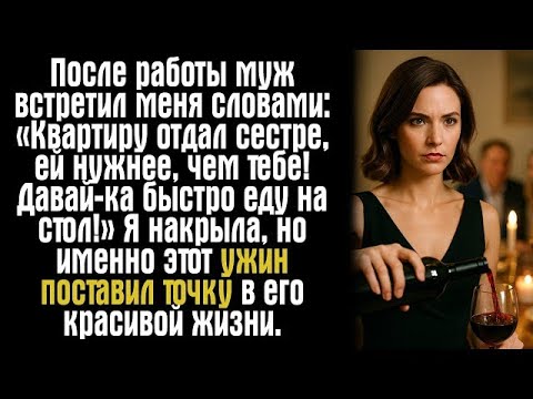 Видео: После работы муж встретил меня словами «Квартиру отдал сестре, ей нужнее, чем тебе! Давай-ка быстро