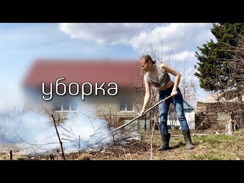 Видео: Уборка территории/разговор с лягушкой / вскапываю огород