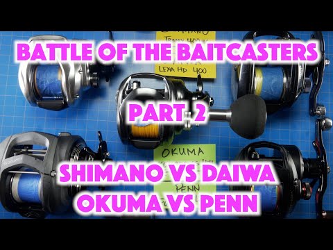 Видео: Битва приманок, часть 2: Shimano Tranx400 против Okuma Komodo 471 против Daiwa Lexa против Penn F...