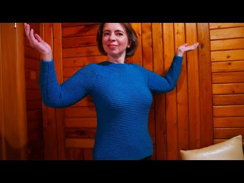 Видео: Свитер реглан платочной вязкой