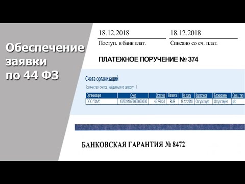 Видео: Обеспечение заявки 44 ФЗ конец 2018 - 2019 год