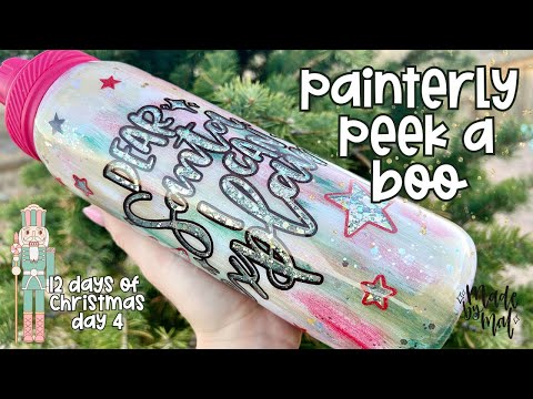 Видео: Урок по созданию стакана Peek A Boo с блестками и мазками кисти | 12 дней Рождества, день 4