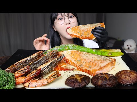 Видео: Лосось гриль со сливочным соусом🤍Mukbang ASMR