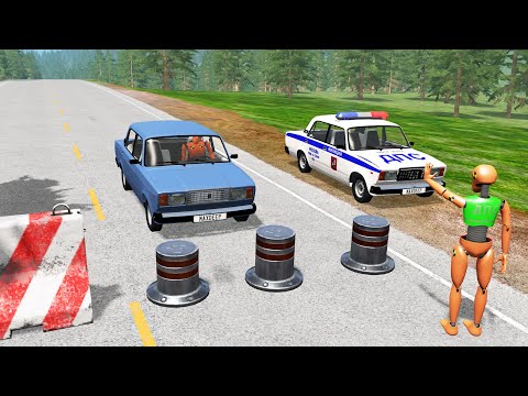 Видео: БЛОКПОСТ СМЕРТИ! ВЫДВИЖНЫЕ СТОЛБЫ ПРОТИВ ГОНЩИКОВ | BeamNG.drive