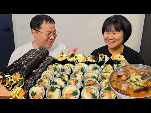 Видео: Я положил кимбап и гребешки в рамен... Что случилось?ㅣCooking&Mukbang