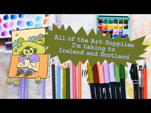 Видео: Все художественные принадлежности, которые я беру с собой в Ирландию и Шотландию.