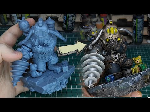 Видео: Большой Папочка и Маленькая Сестричка из BioShock. Сборка и покраска фигурки.