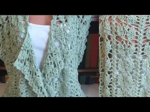 Видео: Летний кардиган узором Листья