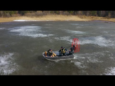 Видео: Аэроустановка Бурлак-Аэро на алюминиевой лодке