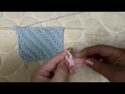 Видео: Двухсторонний узор спицами. Резинка "диагональ".