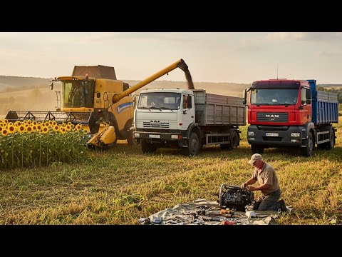 Видео: 🛠 ПОЛОМКА В ПОЛЕ... Что лучше КАМАЗ или MAN? 🌻 Уборка урожая 2025... Зерновоз на Кубани