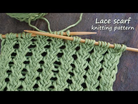 Видео: Ажурный шарф – узор спицами 🍀 Lace scarf pattern