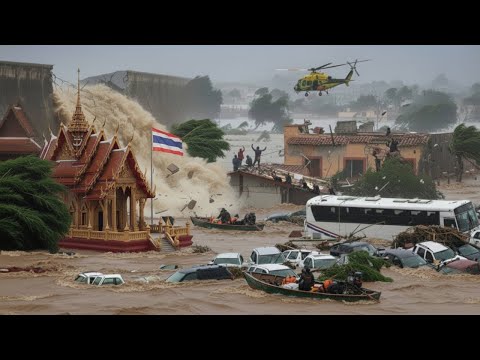 Видео: Таиланд в хаосе: дамба на реке Чао Прайя в Сингбури обрушилась, затопив храмы и деревни.