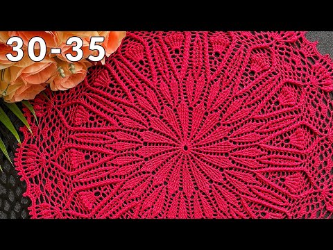 Видео: Салфетка крючком, Лилия, 30-35