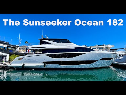 Видео: Совершенно новая яхта Sunseeker Ocean 182 — полный обзор — 90 футов — большой объём — закрытая мо...