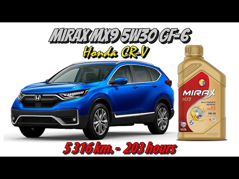 Видео: Mirax MX9 5w30 (отработка из Honda CR-V 1.5T - 5 316 км., 203 моточаса).