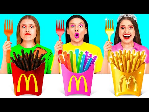 Видео: Бедная vs Богатая vs Ультра Богатая еда Челлендж | Вкусные Кухонные Рецепты от Happy Funny