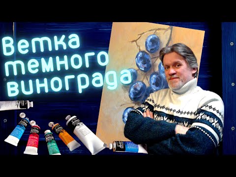 Видео: Как написать гроздь тёмного винограда. Как написать тёмный виноград