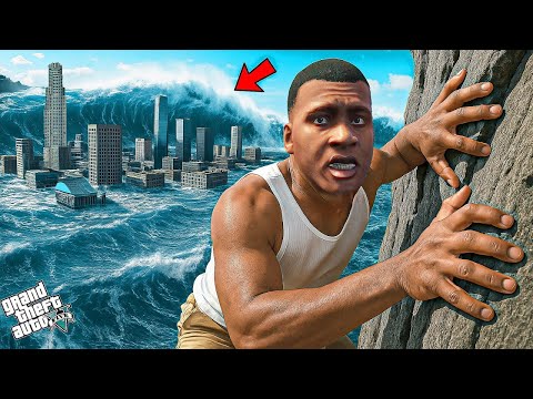 Видео: Франклин Үлкен Цунамиде қалып қойды (GTA V)