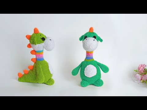 Видео: Очаровательно🔥 Вязаный толстый ДРАКОН амигуруми / Динозавр крючком . Часть 2