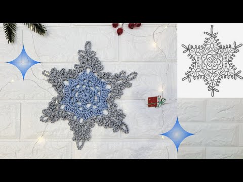 Видео: Снежинка крючком со схемой