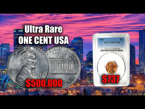 Видео: Дорогой и редкий Алюминиевый цент 1974 года США. Цена монеты 500000 долларов -Ultra Rare Pennie USA