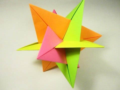 Видео: Как сделать кусудаму звезда(воткнутые друг в друга треугольники)оригами