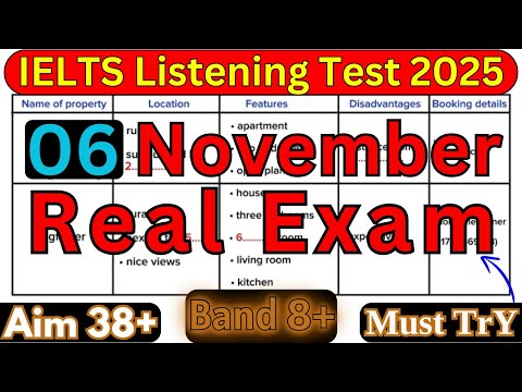 Видео: ОРИГИНАЛЬНЫЙ ЭКЗАМЕН IELTS НА 6 НОЯБРЯ 2025 ГОДА: ТЕСТ ПО АУДИРОВАНИЮ С ОТВЕТАМИ | РЕАЛЬНАЯ ПРАКТ...