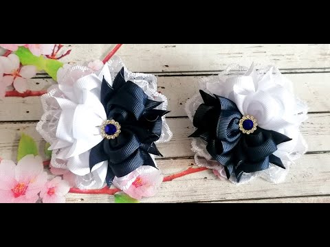 Видео: Самая востребованная модель школьных бантиков  с камелией/МК/kanzashi/flower bows stylish for school