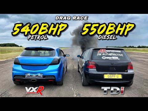 Видео: БЕНЗИН против ДИЗЕЛЯ..550 л.с. 1.9TDI GOLF против 540 л.с. 2.0T ASTRA VXR