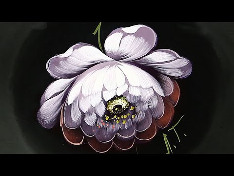 Видео: Роза закрытая (коробочка). Жостовская роспись | Zhostovo Oil Painting Tutorial