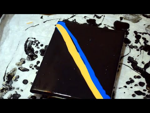 Видео: Акриловая заливка узоры шариком на строительных материалах.  Abstract Art_ Acrylic fluid pouring.