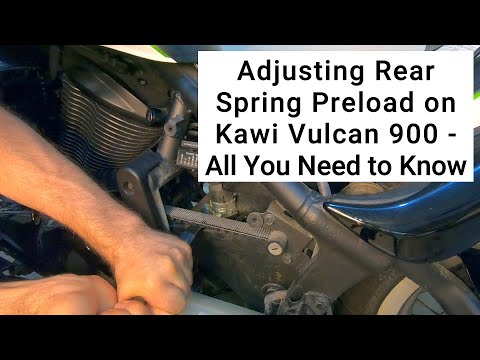 Видео: Предварительная нагрузка задней пружины - Kawasaki Vulcan 900 -  Настройка и принцип работы