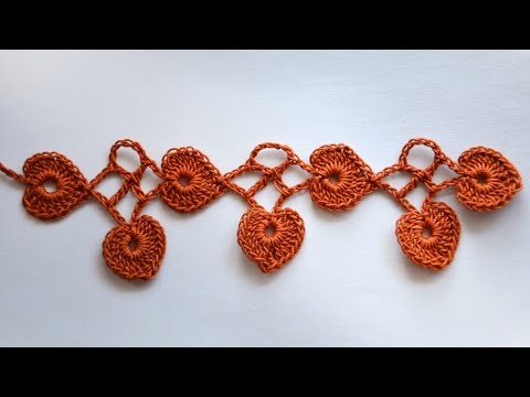 Видео: ♦ Кайма с листочками - сердечками крючком • ellej