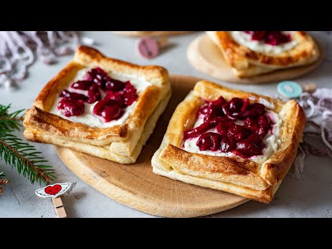 Видео: 🥐 Слойки с творожным сыром и вишней — рецепт вкусного лакомства к чаю