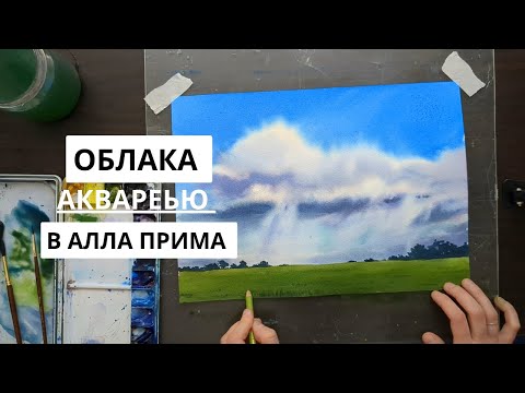 Видео: ПИШЕМ ОБЛАКА АКВАРЕЛЬЮ ПО-МОКРОМУ// Техника в один слой/ Быстрый этюд /