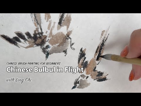 Видео: Простой урок китайской живописи птиц: Бюльбюль в полете