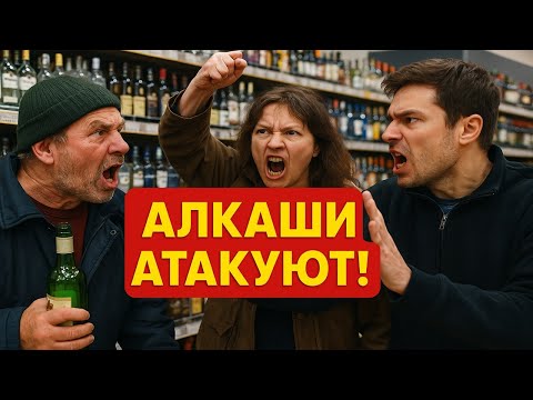 Видео: Алкаши Атакуют! Сумасшедшие покупатели в Алкомаркетах. Безумные Скандалы и Конфликты.