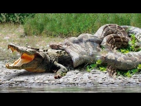 Видео: Огромная Змея Лопнула Проглотив Крокодила. Случаи Когда Змеи Лопаются От Добычи. Битвы животных.