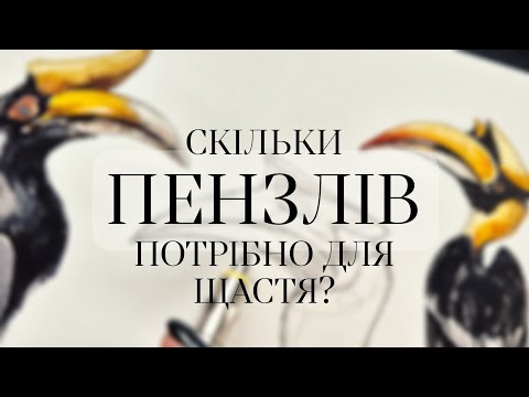 Видео: Що треба знати про пензлі? Малюємо птаха носорога і говоримо про пензлі | Катя Шиова