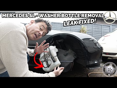 Видео: Бутылка для воды Mercedes SL - как снять бачок стеклоочистителя омывателя и устранить течь насоса!